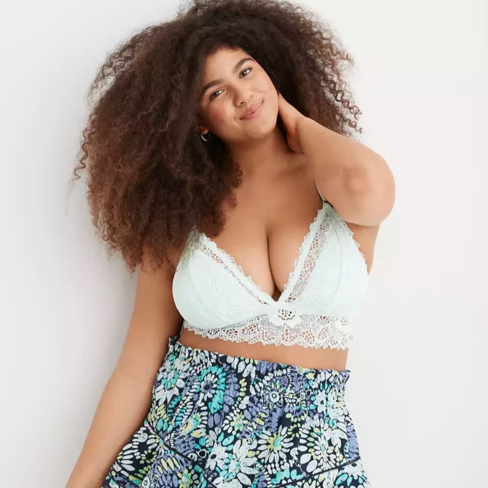 BRA BUNDLE Aerie In The Wild Lace Padded Triangle Bralette UsXL  extra support